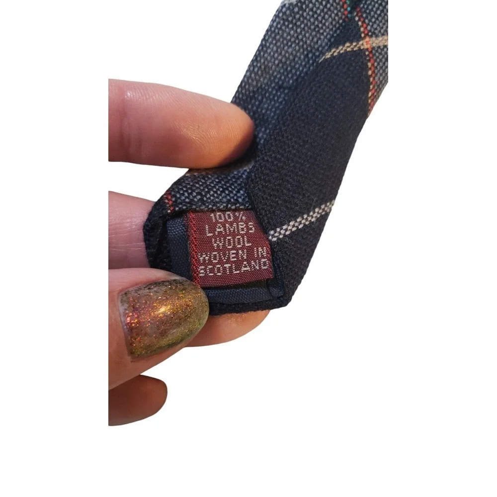 Cambridge Classics‎ Plaid Neck Tie Mens Navy 100% Lambs wool Woven in Scotland